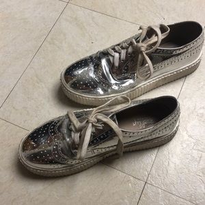Silver platform shoes